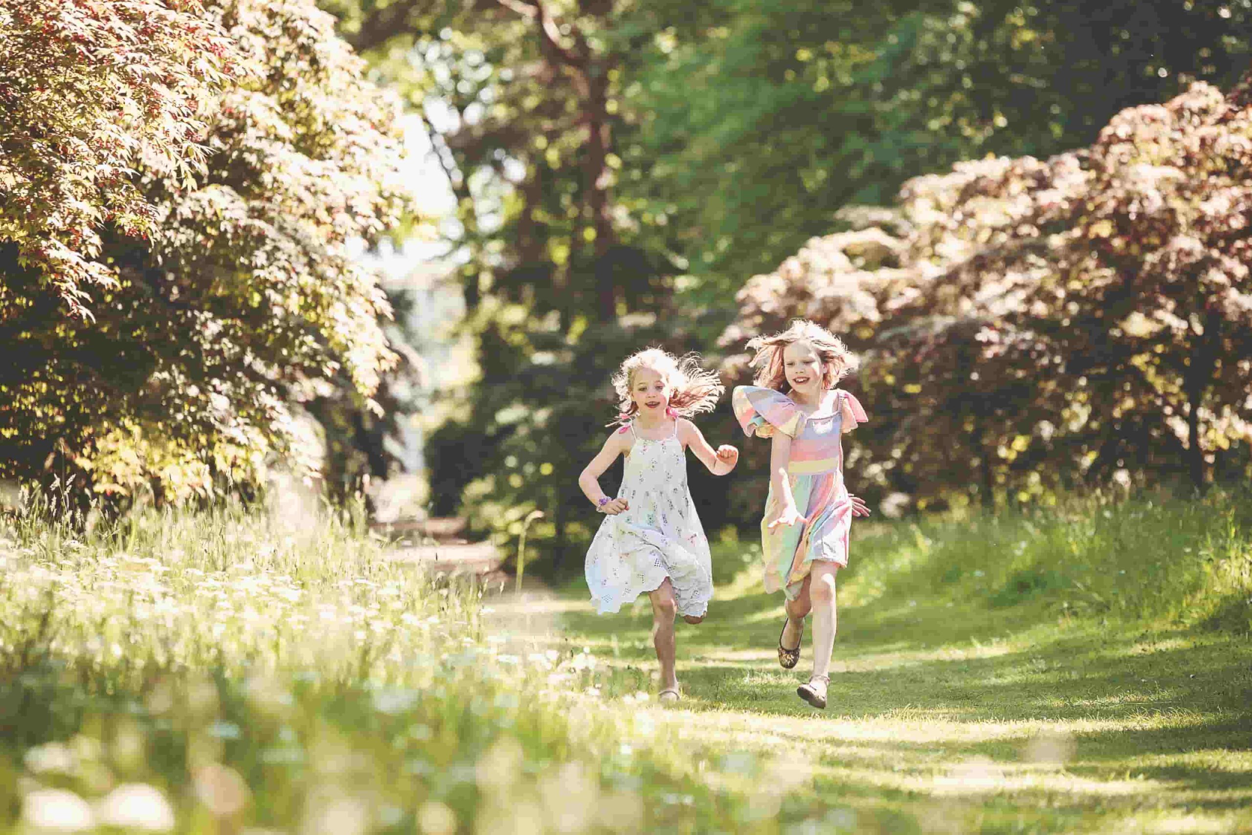 Girls running in the Arboretum